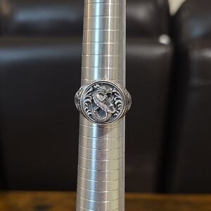 925 Sterling Silver Dragon Ring, Inscription Chi Lung, Size 10